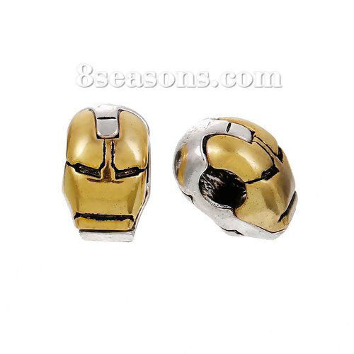 Изображение Цинковый Сплав В Стиле Пандора 3Д Бусины Робот, Античное Серебро Античное золото Трехмерный 15мм x 9мм, Отверстие ：около 4.9мм, 5 ШТ