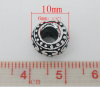 Picture of Zinc Based Alloy European Style Large Hole Charm Beads Cylinder Antique Silver Pattern Carved 10mm x8mmm, Hole: Approx 6mm, 20 PCs