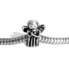 Picture of 20 PCs Zinc Based Alloy Religious European Style Large Hole Charm Beads Antique Silver Color Angel 12mm x 10mm, Hole: Approx 4.7mm