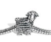 Picture of 20 PCs Zinc Based Alloy Easter Day European Style Large Hole Charm Beads Antique Silver Color Sheep Animal 3D 15mm x 12mm, Hole: Approx 4.5mm