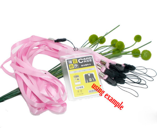 Picture of Polyester & Plastic ID Holder Neck Strap Lanyard Pink 48cm(18 7/8") long, 10 PCs