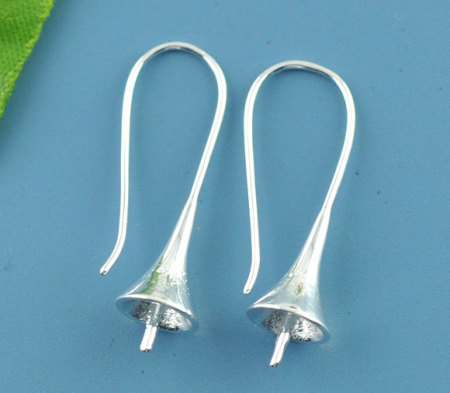 真鍮 ピアスフック イヤリングパーツ フラワー 銀メッキ(8mmビーズに適応) 29mm x 12mm、 ワイヤーサイズ:（20ゲージ）、10 PCs