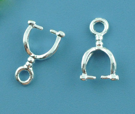 Bild von Messing Collierschlaufe Anhängerschlauf​e Versilbert 12mm x 7mm 20 Stück