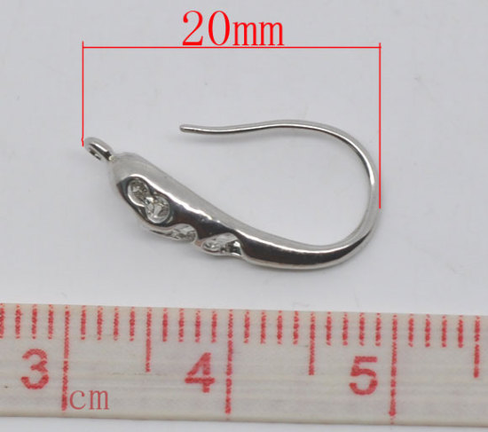 Imagen de Componentes de aretes GanchosLatón de Torcido,Tono de Plata 20mm x 10mm, 20 Unidades