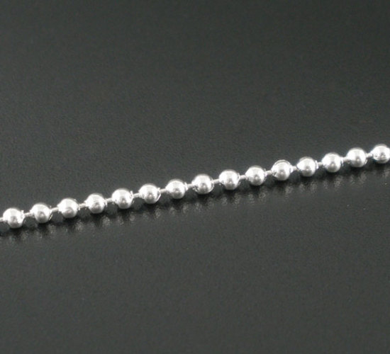 Bild von Eisen(Legierung) Kugelkette Kette Versilbert 2mm D.,10 Meter