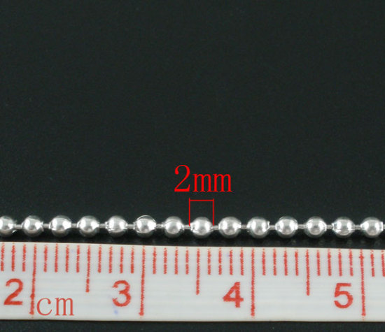 Bild von Eisen(Legierung) Kugelkette Kette Versilbert 2mm D.,10 Meter