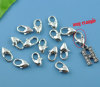 Picture of Zinc Based Alloy Lobster Clasps Heart Silver Tone 12mm x 7mm, 30 PCs