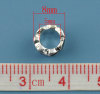 Picture of 2 PCs Zinc Based Alloy Valentine's Day European Style Large Hole Charm Beads Silver Plated Black Round Heart Enamel 8mm x 5mm, Hole: Approx 5mm