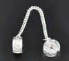 Bild von Kupfer Sicherheitsketten für European Stil Halskette & Armband Versilbert , mit Muster 80mm lang, verkauft eine Packung mit 5 Stücke