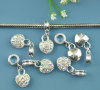 Bild von European Stil Charm Großloch Dangling Perlen Versilbert Strass Herz 26x10mm 10 Stücke