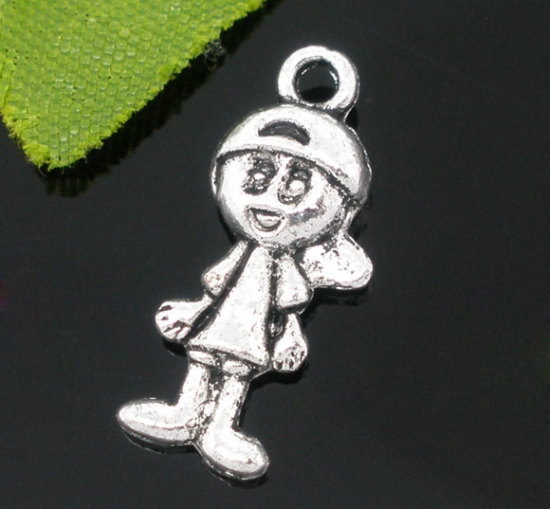 Bild von Antiksilber Junge Charm Anhänger 18x8mm.Verkauft eine Packung mit 50