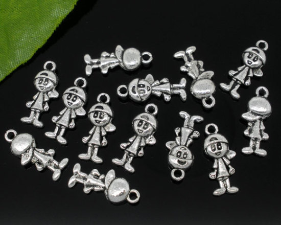 Bild von Antiksilber Junge Charm Anhänger 18x8mm.Verkauft eine Packung mit 50