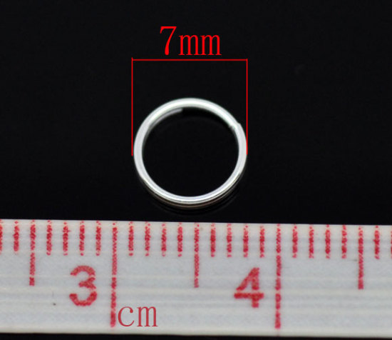 Image de 1000 Pcs 7mm Dia, 0.6mm(taille 23) Anneaux de Jonction pour la Fabrication de Bijoux Double Cercle Ouvert en Alliage de Fer Argenté Rond
