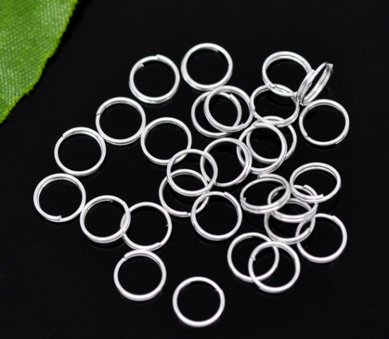 Image de 1000 Pcs 7mm Dia, 0.6mm(taille 23) Anneaux de Jonction pour la Fabrication de Bijoux Double Cercle Ouvert en Alliage de Fer Argenté Rond