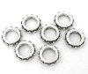 Picture of Zinc Based Alloy Spacer Beads Circle Ring Antique Silver Color Dot Carved About 13mm Dia, Hole:Approx 7mm, 30 PCs