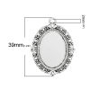Picture of 10 PCs Zinc Based Alloy Cabochon Settings Pendants Oval Antique Silver Color (Fits 25mmx18mm) 39mm x 29mm
