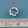 Picture of 2 PCs Zinc Based Alloy Valentine's Day European Style Large Hole Charm Beads Silver Plated Black Round Heart Enamel 8mm x 5mm, Hole: Approx 5mm