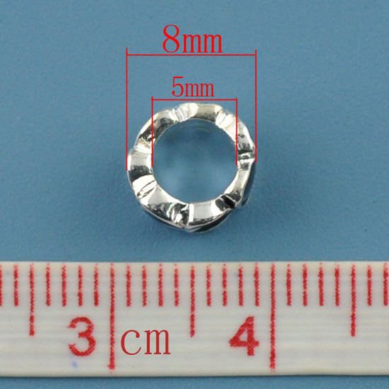 Immagine di 2 Pz Lega di Zinco San Valentino Perline di Fascino con Foro Grande in Stile Europeo Argento Placcato Nero Tondo Cuore Smalto 8mm x 5mm, Foro:Circa 5mm