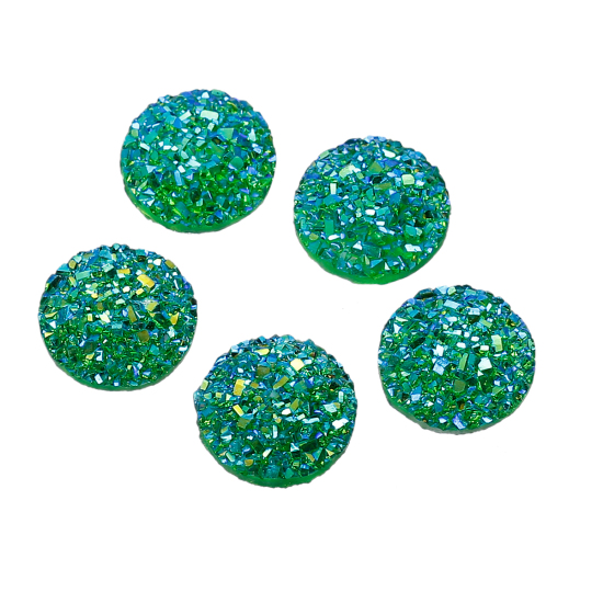 Изображение Druzy Смола Газоплотный Кабошон Круглые Зеленый Разноцветный 12мм  диаметр, 20 ШТ