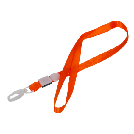 Image de Lanière Tour de Cou Attache Carte Téléphone en Polyester Orange avec Fermoir Mousqueton 42.5cm, 20 Pcs