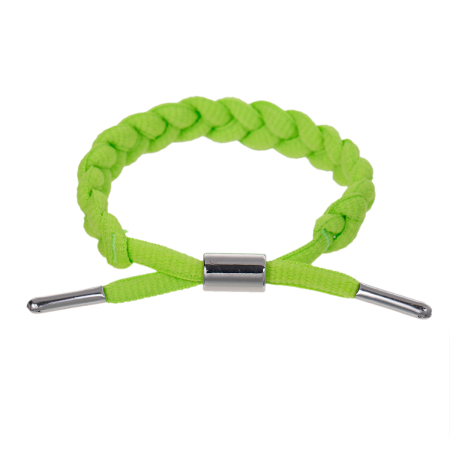 Modisch Elastisch Terylene Geflochtene Schnürsenkel Armband Neongrün 18.5cm-25.5cm lang, 1 Stück
