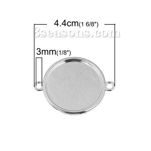 亜鉛合金 コネクター 円形 銀メッキ カボション台座付き (適応サイズ： 30mm) 4.4cm x 3.5cm、 5 個 の画像