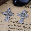 Bild von Zinklegierung Ostertag Anhänger Antiksilber Kreuz Keltisch Knoten (Kann halten ss10 Strasssteine mit spitzer Rückseite) 3.9cm x 2.5cm, 5 Stück