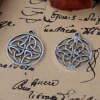 Picture of Zinc Based Alloy Charms Round Antique Silver Color Celtic Knot Carved Hollow 28mm(1 1/8") x 24mm(1"), 10 PCs