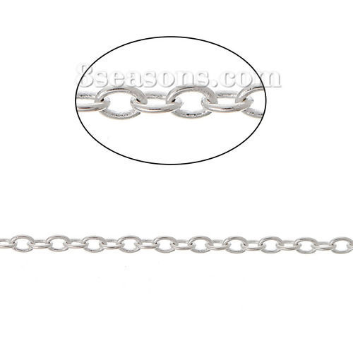 Picture of Brass Link Cable Chain Findings Silver Plated 2x1.5mm, 5 M                                                                                                                                                                                                    