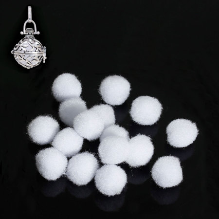 Picture of Polypropylene Fiber Oil Diffuser Ball Fit 14-20mm Mexican Angel Caller Bola Wish Box Round White 14mm( 4/8") Dia., 20 PCs