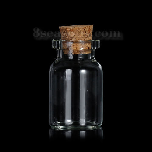 Изображение Стеклянные Бутылка Цилиндр Прозрачный с пробкой （Eмкость: 7.4ml）35мм x 22мм 13мм x 11мм 10 ШТ