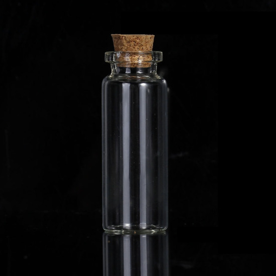 Изображение Стеклянные Бутылка Цилиндр Прозрачный с пробкой （Eмкость: 15ml）59мм x 22мм 13мм x 11мм, 5 ШТ