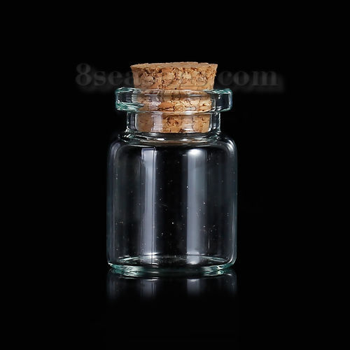 Image de Bouteilles en Verre Colonne Transparent avec Bouchon (Capacité: 5.8ml) 30mm x 22mm 13mm x 10mm, 10 Pcs