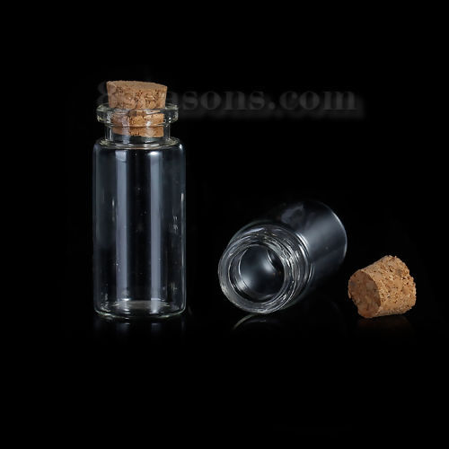 Изображение Стеклянные Бутылка Цилиндр Прозрачный с пробкой （Eмкость: 11.6ml）49мм x 22мм 13мм x 11мм, 5 ШТ
