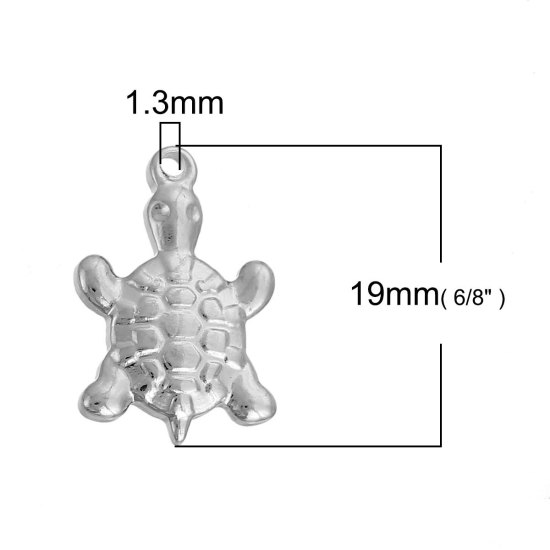 Image de Bijoux d'Océan Pendentifs en 304 Acier Inoxydable Tortue Argent Mat 19mm x 13mm, 3 Pcs