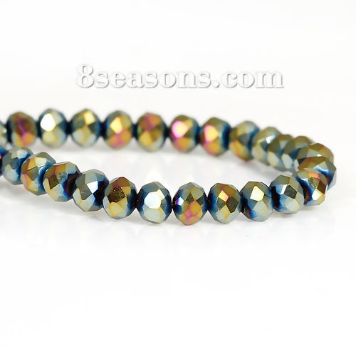 Picture of Glass Loose Beads Round AB Color Faceted About 4mm Dia, Hole: Approx 1mm, 50cm long, 1 Strand (Approx 147 PCs/Strand)