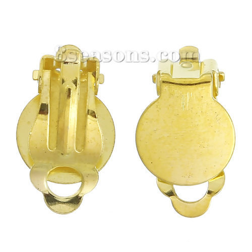 Picture of Iron Based Alloy Earrings Findings Round Gold Plated 17mm( 5/8") x 10mm( 3/8"), 30 PCs