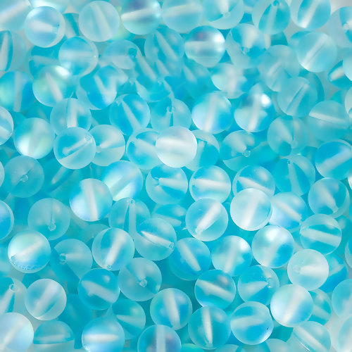 Picture of Glass Imitation Glitter Polaris Beads Round Light Blue Frosted About 10mm Dia, Hole: Approx 1.1mm, 10 PCs