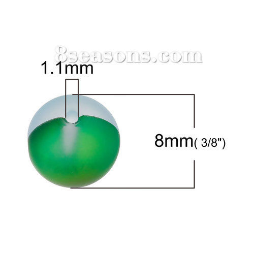 ガラス 模造ポラリスビーズ 円形 緑 つや消し仕様 約 8mm直径、 穴：約 1.1mm 10 個 の画像