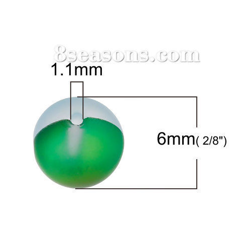 Picture of Glass Imitation Glitter Polaris Beads Round Green Frosted About 6mm Dia, Hole: Approx 1.1mm, 10 PCs