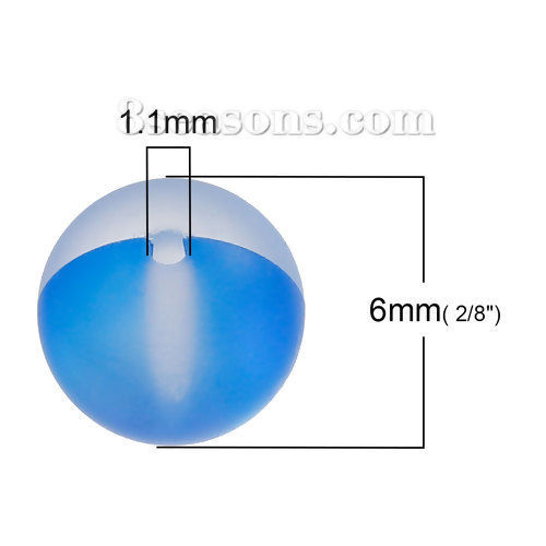 Picture of Glass Imitation Glitter Polaris Beads Round Deep Blue Frosted About 6mm Dia, Hole: Approx 1.1mm, 10 PCs