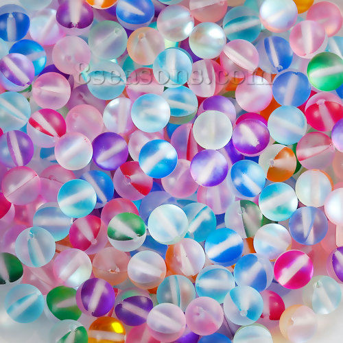 Изображение Стеклянные Имитация Блеск Поларис шариков, Круглые, Разноцветный Матовый 8мм диаметр, 1.1мм, 10 ШТ