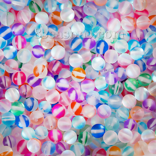 Picture of Glass Imitation Glitter Polaris Beads Round Multicolor Frosted About 6mm Dia, Hole: Approx 1.1mm, 10 PCs