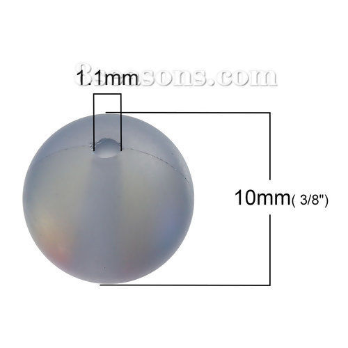 Picture of Glass Imitation Glitter Polaris Beads Round Gray Frosted About 10mm( 3/8") Dia, Hole: Approx 1.1mm, 10 PCs