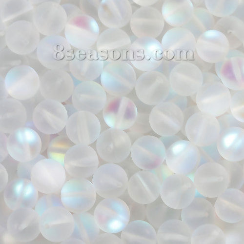 Picture of Glass Imitation Glitter Polaris Beads Round Clear Frosted About 10mm Dia, Hole: Approx 1.1mm, 10 PCs