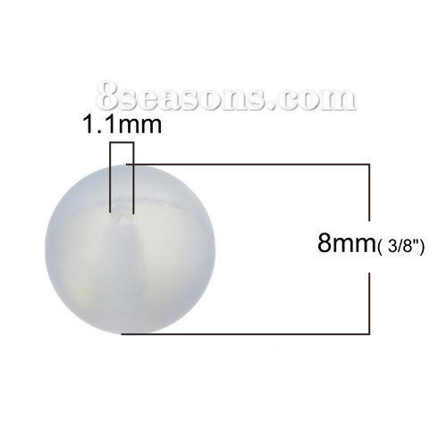 Изображение Стеклянные Имитация Блеск Поларис шариков, Круглые, Прозрачный Матовый 8мм диаметр, 1.1мм, 10 ШТ