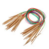 Picture of Natural Bamboo Circular Knitting Needles At Random Mixed 81.5cm(32 1/8"), Needle Thickness: 10mm - 2mm, 1 Set (18 Pairs/Set)