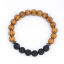 Bild von Heilende Lava Stein Natürliches Holz Perlen Armband Antiksilber Schwarz & Brown Zahnrad Elastisch 24.5cm lang, 1 Streif