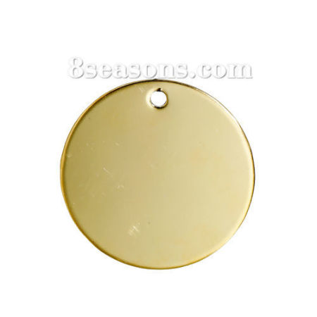 10 PCs 304 Stainless Steel Blank Stamping Tags Charms Round Disc Gold Plated 30mm Dia.