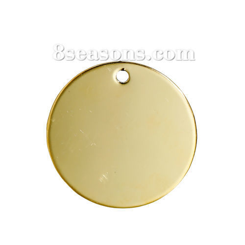 Bild von 10 Stück 304 Edelstahl Leere Stempeletiketten Charms Rund Scheibe Vergoldet 30mm D.